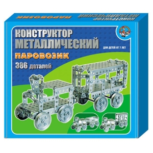 Конструктор металлический Десятое королевство "Паровозик", 386 эл., картонная коробка