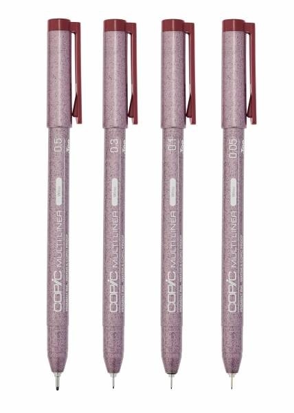 Набор капиллярных линеров Copic Multiliner 4 штуки винного цвета (0.05 - 0.5 мм) купить в магазине для художников ArtCraft.Space с доставкой по всему миру
