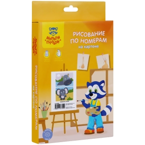 Рисование по номерам на картоне Мульти-Пульти "Бегемотик. Слоник", А5, 2шт., с акриловыми красками, картон