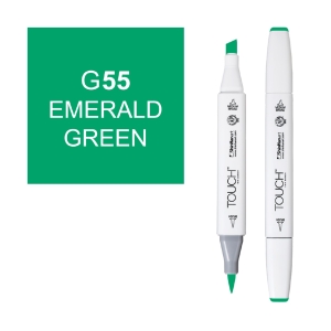 Маркер двухсторонний спиртовой TOUCH TWIN BRUSH G55 Зеленый изумрудный Маркер двухсторонний спиртовой TOUCH TWIN BRUSH G55 Зеленый изумрудный
