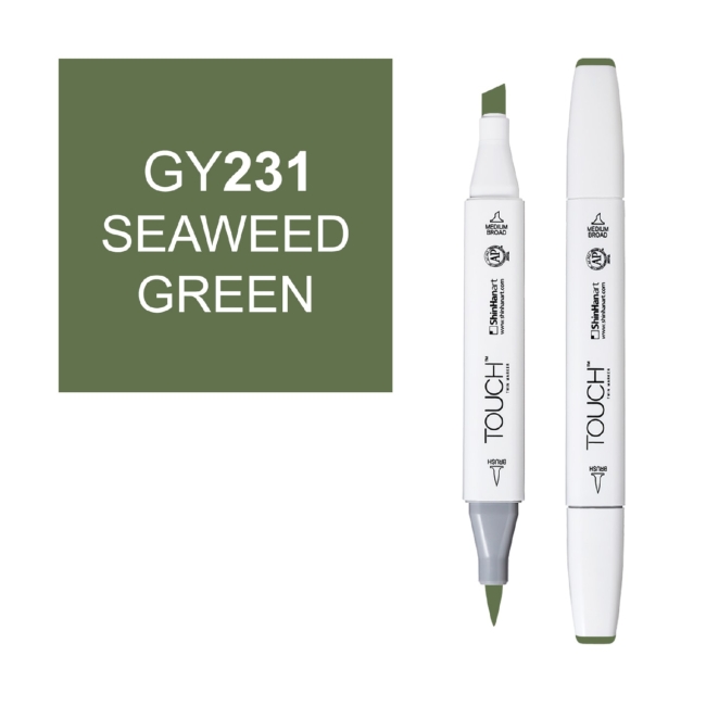 Маркер двухсторонний спиртовой  TOUCH TWIN BRUSH GY231 Зеленые водоросли