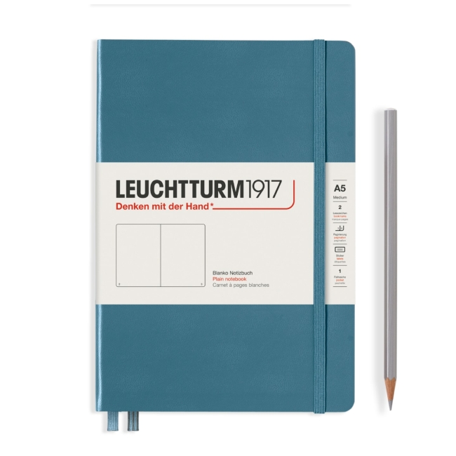 Блокнот Leuchtturm1917 Rising Colours A5 (14.5x21см.) 80г/м2 - 251 стр. нелинованный, твердая обложка, цвет: Синий Камень