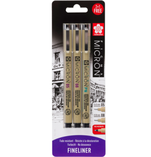 Набор капиллярных ручек Pigma Micron 3шт (0.45мм 0.5мм + Ручка Pigma Micron PN), Набор капиллярных ручек Pigma Micron 3шт (0.45мм 0.5мм + Ручка Pigma Micron PN),