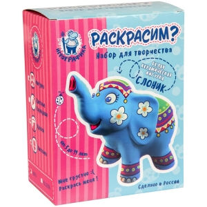 Набор для росписи фигурки из керамики Игрографика с акриловыми красками "Слоник"