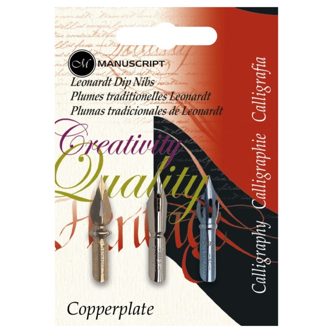 Набор перьев Manuscript Copperplate ассорти 3шт блистер