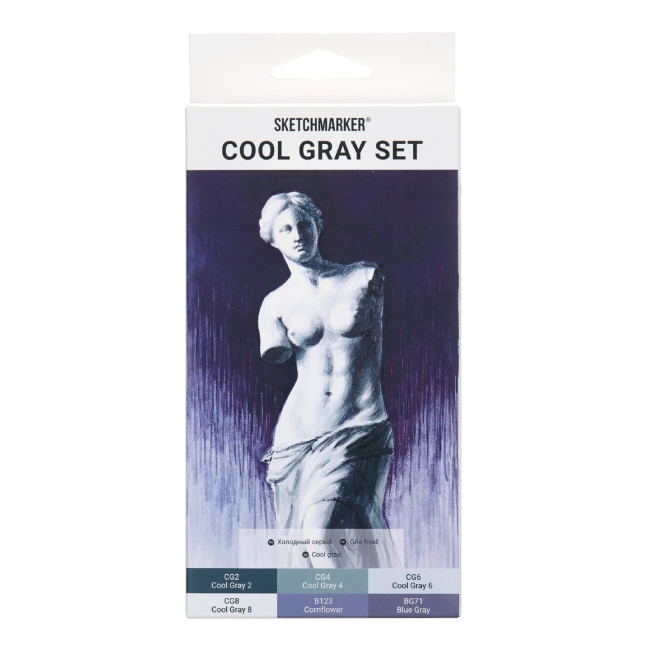 Набор маркеров SKETCHMARKER Cool Gray 6шт + коробка,