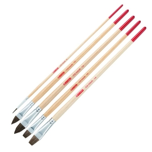 Набор кистей для масла/акрила/гуаши ушной волос 5шт круглая №6 плоские №10/14 к.я. №10/14,