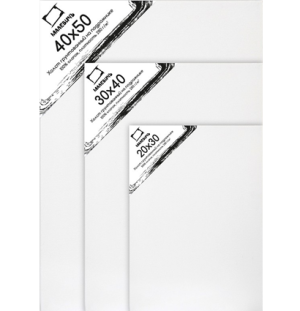 Набор холстов на подрамнике Малевичъ, хлопок 280 гр, 20x30, 30x40, 40x50 см