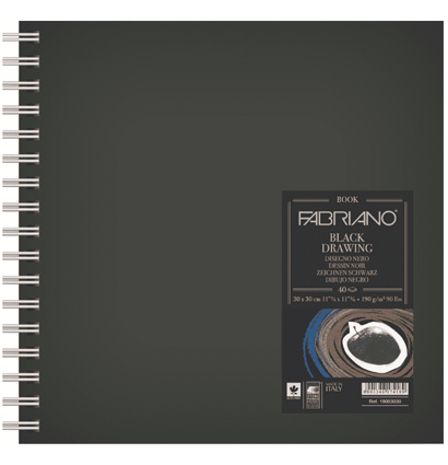 Скетчбук Fabriano Black Drawingbook с черной бумагой квадратный 30х30см / 40 листов / 190 гм купить в фирменном магазине для рисования ArtCraft.Space с доставкой по РФ и СНГ