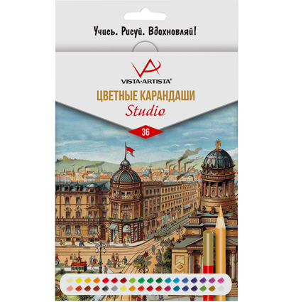 Карандаши цветные Vista-Artista "Studio", 36цв., картон, европодвес Карандаши цветные Vista-Artista "Studio", 36цв., картон, европодвес
