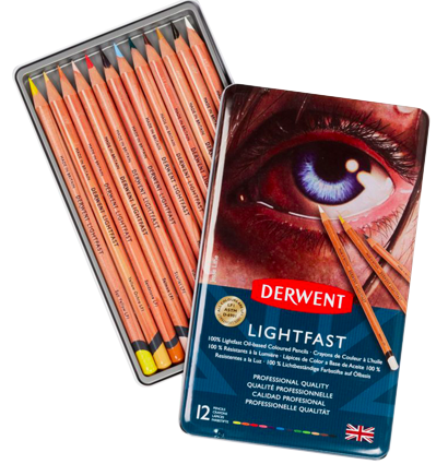 Цветные карандаши Derwent Lightfast на масляной основе в наборе 12 цветов, пенал  купить в художественном магазине ArtCraft.Space с доставкой по РФ и СНГ
