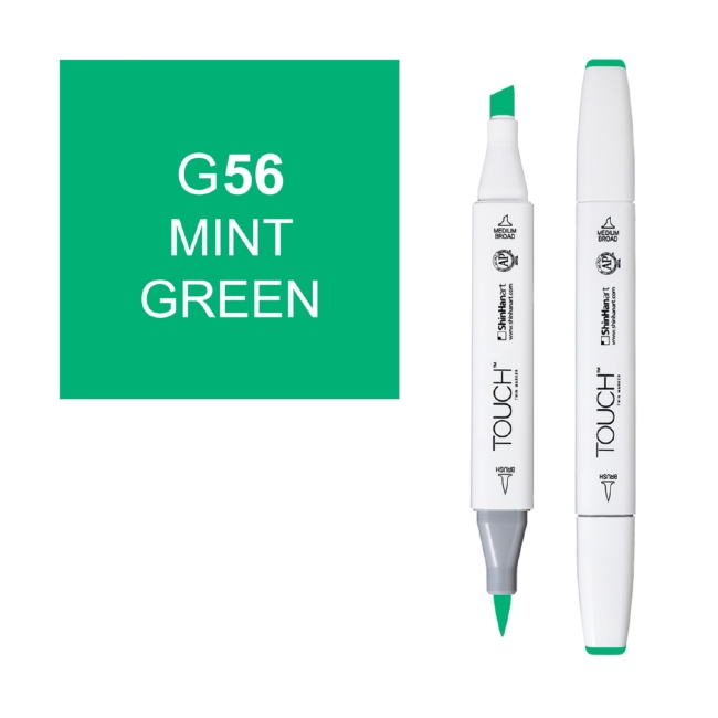 Маркер двухсторонний спиртовой  TOUCH TWIN BRUSH G56 Зеленый мятный