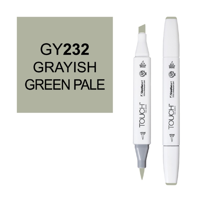 Маркер двухсторонний спиртовой  TOUCH TWIN BRUSH GY232 Зелено-серый бледный