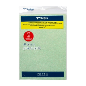 Бумага цветная с блестками Sirio 330г/м.кв 21*29.7см Светло-зеленый 3л/упак