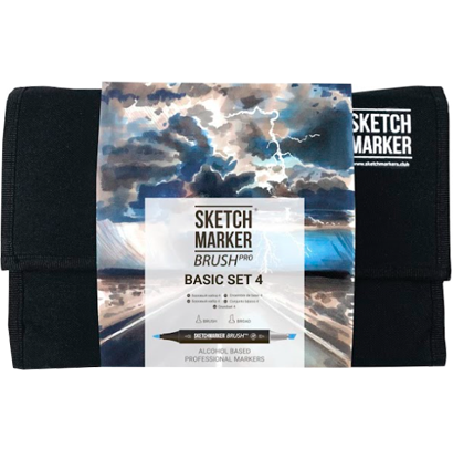 Набор 24 маркера Sketchmarker Brush Pro "Базовый 4" в пенале купить в магазине маркеров ArtCraft.Space с доставкой по всему миру