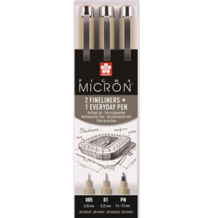 Набор капиллярных ручек Pigma Micron 3шт Urban, Набор капиллярных ручек Pigma Micron 3шт Urban,