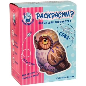 Набор для росписи фигурки из керамики Игрографика с акриловыми красками "Сова"