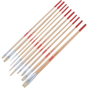 Набор кистей для масла/акрила/гуаши щетина 10шт кругл. №2/6/10/14 пл. №6/10/14/18 к.я.,