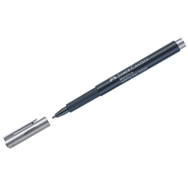 Маркер для декорирования Faber-Castell "Metallics", серебро, пулевидный, 1,5мм