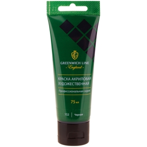 Краска акриловая художественная Greenwich Line, 75мл, черная