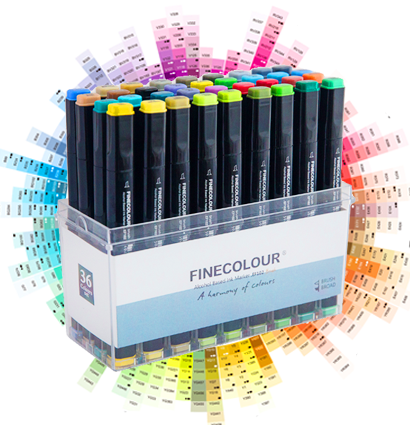 Finecolour Brush Marker набор маркеров с кистью 36 цветов в кейсе купить файнколор браш в магазине маркеров и товаров для рисования ArtCraft.Space с доставкой по РФ и СНГ