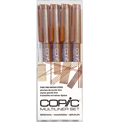 Набор капиллярных линеров Copic Multiliner 4 штуки коричневого цвета (0.05 - 0.5 мм) купить в магазине для художников ArtCraft.Space с доставкой по всему миру