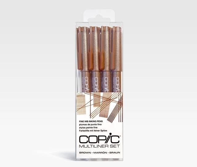 Набор капиллярных линеров Copic Multiliner 4 штуки коричневого цвета (0.05 - 0.5 мм) купить в магазине для художников ArtCraft.Space с доставкой по всему миру