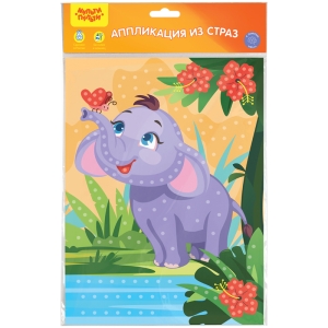 Аппликация из страз Мульти-Пульти "Слон", 21*29,5см, с раскраской, европодвес