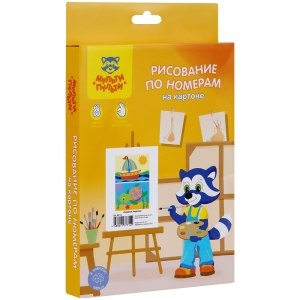 Рисование по номерам на картоне Мульти-Пульти "Кораблик. Черепаха", А5, 2шт., с акриловыми красками, картон