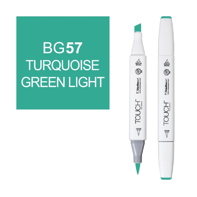 Маркер двухсторонний спиртовой  TOUCH TWIN BRUSH BG57 Зеленый бирюзовый светлый