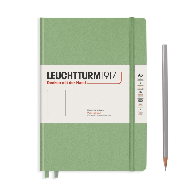 Блокнот Leuchtturm1917 Classic A5 (14.5x21см.) 80г/м2 - 251 стр. нелинованный, твердая обложка, цвет: Шалфей
