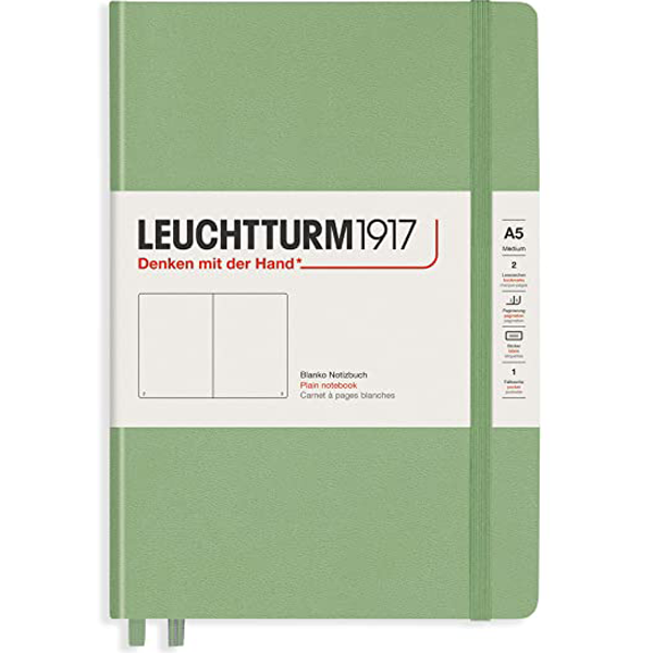 Блокнот Leuchtturm1917 Classic A5 (14.5x21см.) 80г/м2 - 251 стр. нелинованный, твердая обложка, цвет: Шалфей