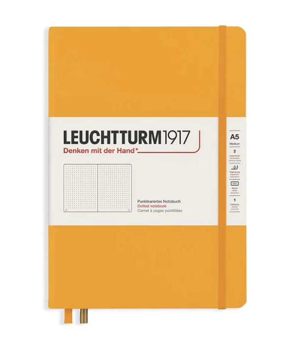 Блокнот Leuchtturm1917 Rising Colours A5 (14.5x21см.) 80г/м2 - 123 стр. в точку, мягкая обложка, цвет: Восходящее Солнце