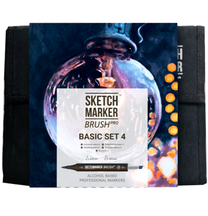 Набор 36 маркеров Sketchmarker Brush Pro "Базовый 4" в пенале купить в магазине маркеров ArtCraft.Space с доставкой по всему миру