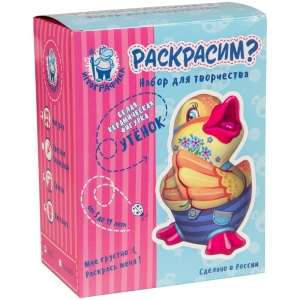 Набор для росписи фигурки из керамики Игрографика с акриловыми красками "Утенок"