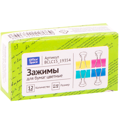 Зажимы для бумаги или скетчбука Office Space 12 штук размер 15 мм (пастельные цвета) купить в магазине ArtCraft.Space с доставкой по всему миру