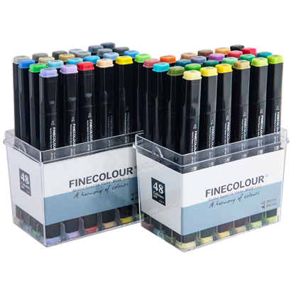 Finecolour Brush Marker набор маркеров с кистью 48 цветов в кейсе купить файнколор браш в магазине маркеров и товаров для рисования ArtCraft.Space с доставкой по РФ и СНГ