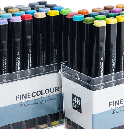 Finecolour Brush Marker набор маркеров с кистью 48 цветов в кейсе купить файнколор браш в магазине маркеров и товаров для рисования ArtCraft.Space с доставкой по РФ и СНГ