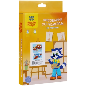 Рисование по номерам на картоне Мульти-Пульти "Машинка. Самолет", А5, 2шт., с акриловыми красками, картон
