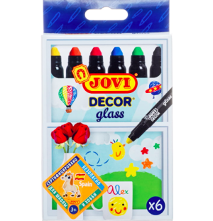 Набор восковых мелков для стекла JOVI "D?cor glass", 6цв., выдвижные, картон.уп., европодвес
