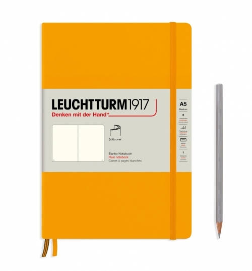 Блокнот Leuchtturm1917 Rising Colours A5 (14.5x21см.) 80г/м2 - 123 стр. нелинованный, мягкая обложка, цвет: Восходящее Солнце