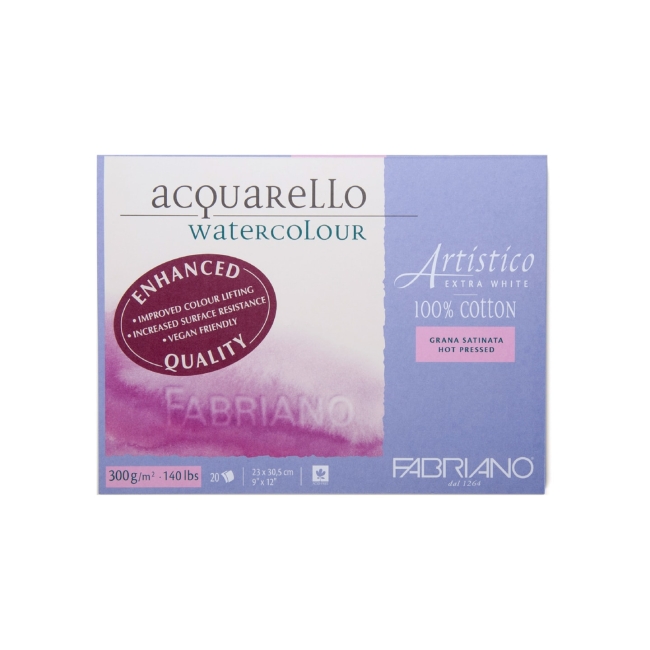 Блок для акварели Artistico Extra White 300г/м.кв 23x30,5см Сатин 20л склейка по 4 сторонам