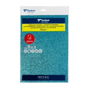 Бумага цветная с блестками Sirio 330г/м.кв 21*29.7см Светло-синий 3л/упак