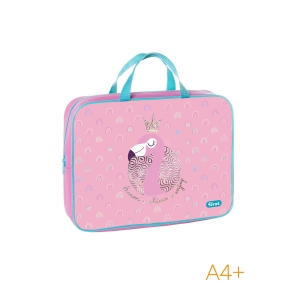 Папка текстильная с ручками 1 отделение, А4 Forst "Shiny flamingo", 350*265*80мм, текстиль, на молнии