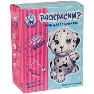 Набор для росписи фигурки из керамики Игрографика с акриловыми красками "Щенок"
