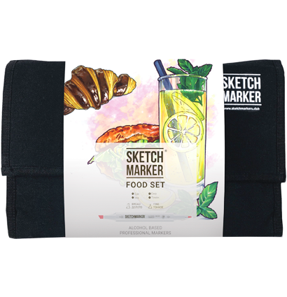 Набор маркеров Скетчмаркер / Sketchmarker "Food Sketching - Фуд скетчинг" 24 цвета в сумке купить в магазине маркеров для рисования ArtCraft.Space с доставкой по РФ и СНГ