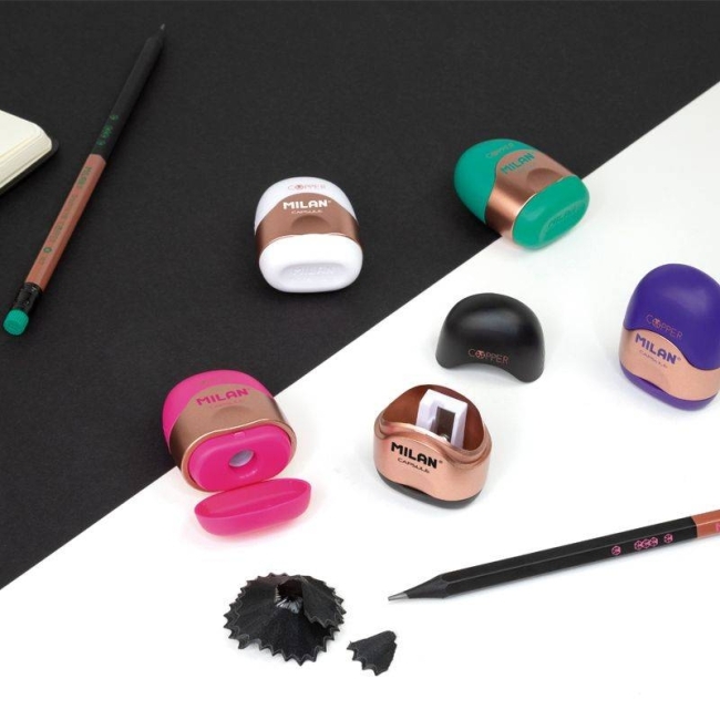 Точилка для карандашей MILAN CAPSULE Copper пластик, цвета в ассортименте