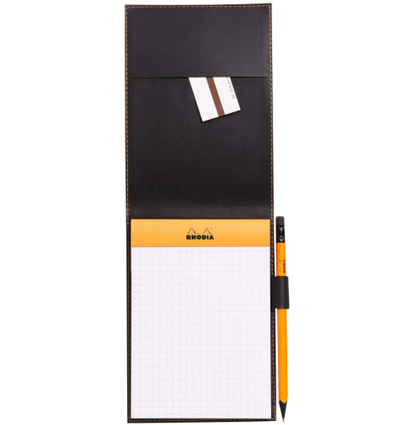 Блокнот Rhodia ePURE 80г/кв.м 11,5х15,8см микроперфорация клетка 80л кожаная обложка оранжевый