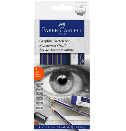 Набор чернографитных карандашей Faber-Castell Goldfaber 6 штук с ластиком и точилкой купить в магазине ArtCraft.Space с доставкой по всему миру