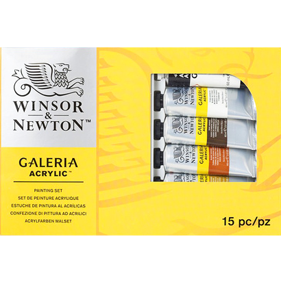 Набор акриловых красок Winsor&Newton Galeria 9 цветов в тубах 60 мл, холст, кисти купить в художественном магазине ArtCraft.Space с доставкой по всему миру